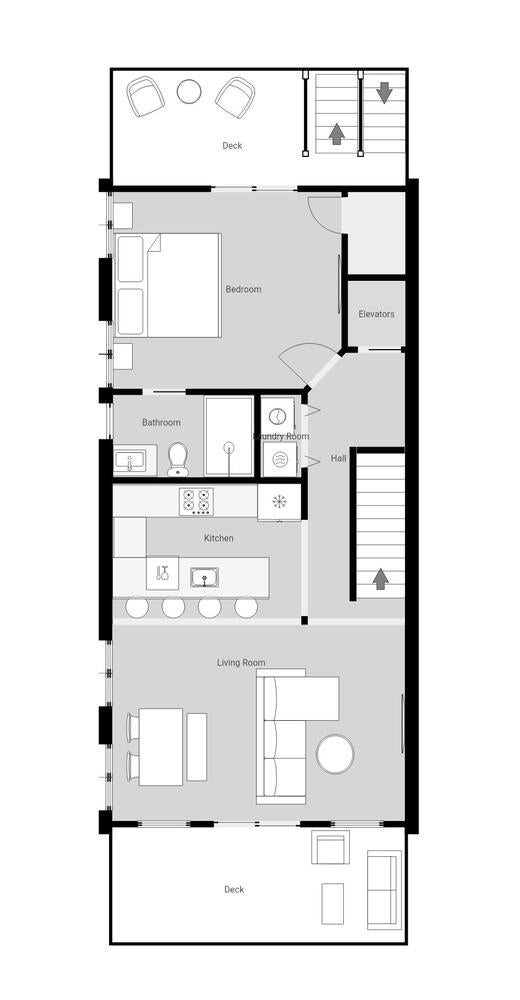 The Deck House 2-3rd Level Floorplan