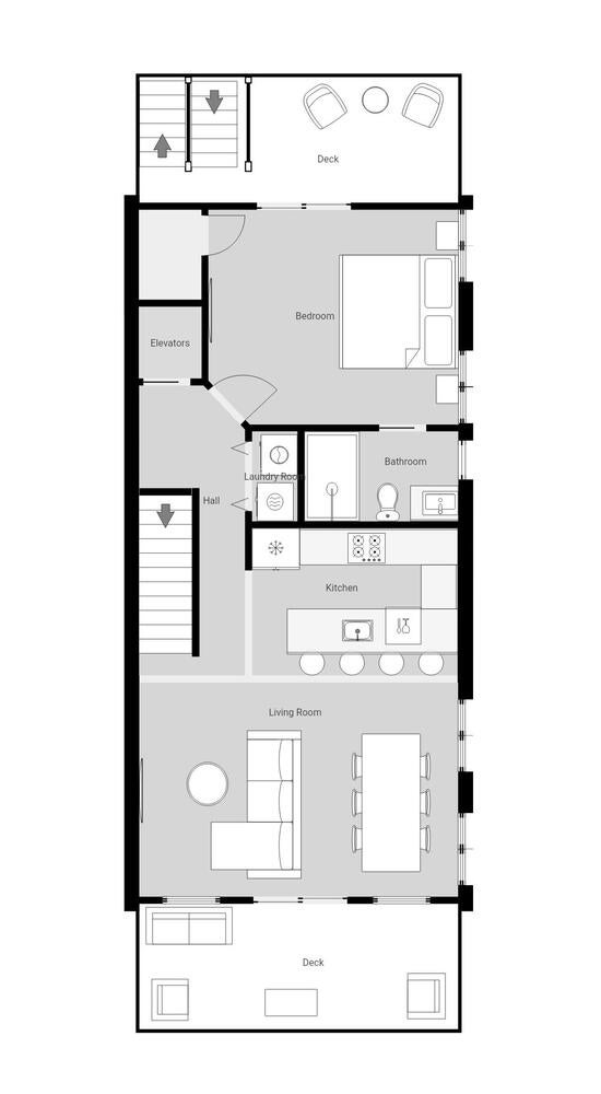 The Deck House 1-3rd Level Floorplan